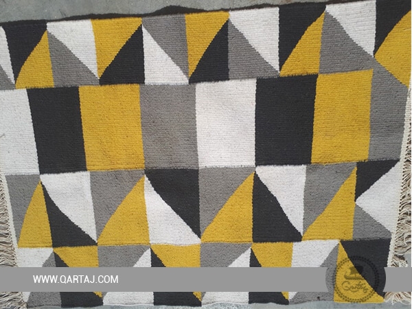 Yellow, grey and white handmade carpet
