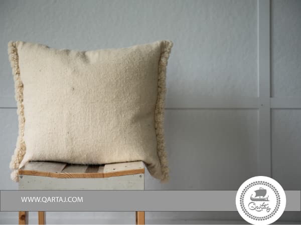 Artisan Cushion, Ivory, Handmade In Tunisia
