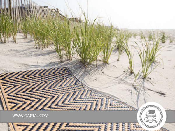 Esparto Grass, Halfa Chevron Pattern Rug, Handmade in Tunisia