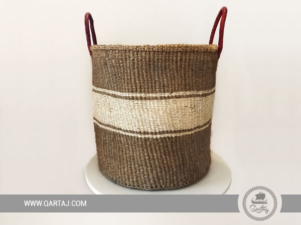 Sisal-kenya-hand-woven-basket-storage-gift-beige-White-leather-african-artisans-handmade-fair-trade-indigenous-sisal-plant-laundry