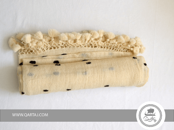 Black & White Dotted Fouta with Pompons