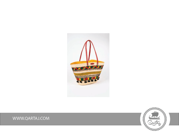 Colorful-handmade-tunisian-palm-fiber-and-leather-bag
