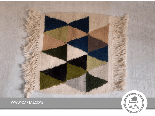 Colorful Triangular Carpet Sample ; Tunisian Handmade