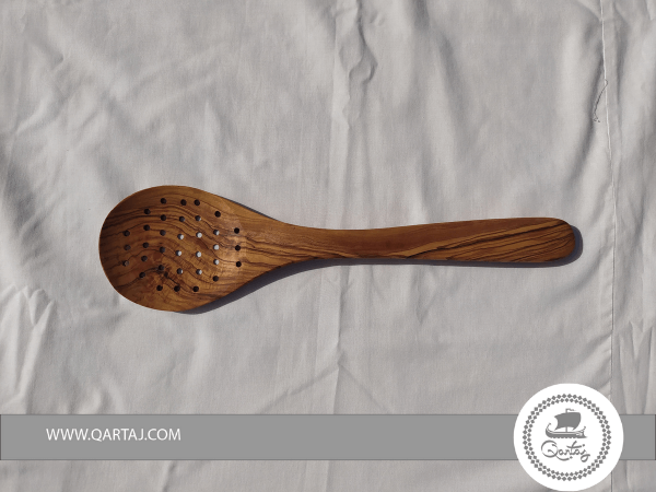 COOKING SPOON, STRAINER , OLIVE WOOD
