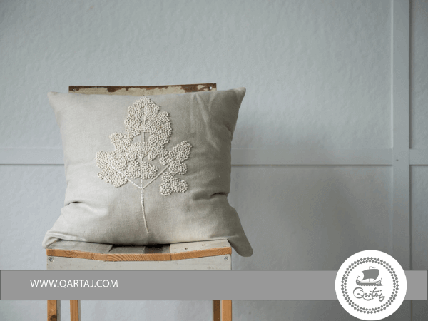 Cushion with leaf  EMBROIDERY Handmade Tilli Tanit  