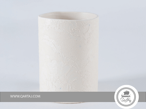 Cylinders, Porcelain, Interiors glazed to insure watertight, handmade in Tunisia