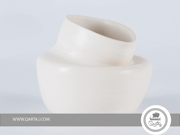 Cylinders vase organic shape, Wax-rubbed terracotta, Interiors glazed to insure watertight