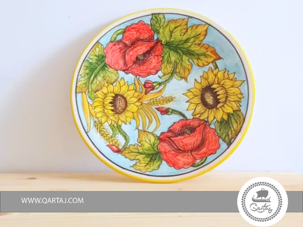 Plate-ceramics flowers-Accessory for Dining Table Tabletop Home Decor
