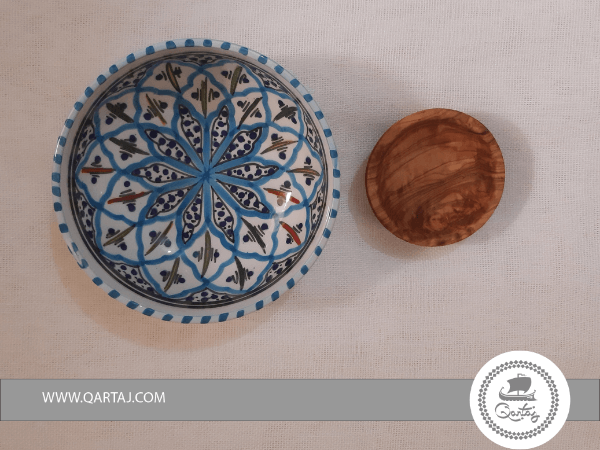 Duo bowl Ceramics Handmade and Olive Wood Bowl