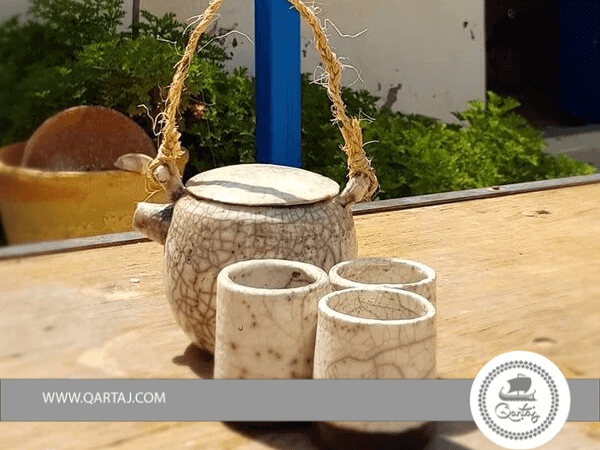 El Houch, Tea/Coffee Set Ceramics handmade Raku 