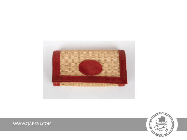 fiber-and-leather-handmade-pouch-with-red-color