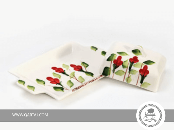 Floral Ceramic Butter Dish, Handmade ceramics

