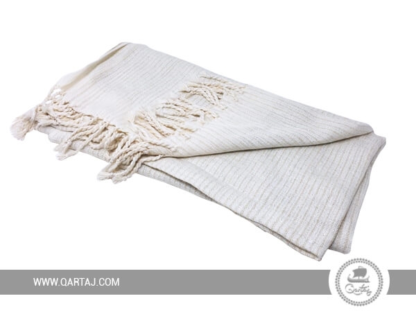 Fouta Towel With Lurex Stripes, White/Gold
