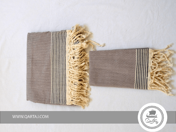Fouta Partridge eye black stripes, Handmade Fouta , Towel