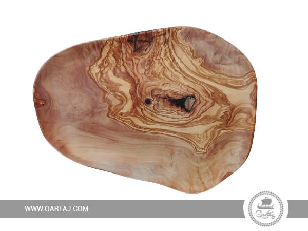 Hand-Crafted Olive Wood Plate, Irregular Plate, Fair Trade
