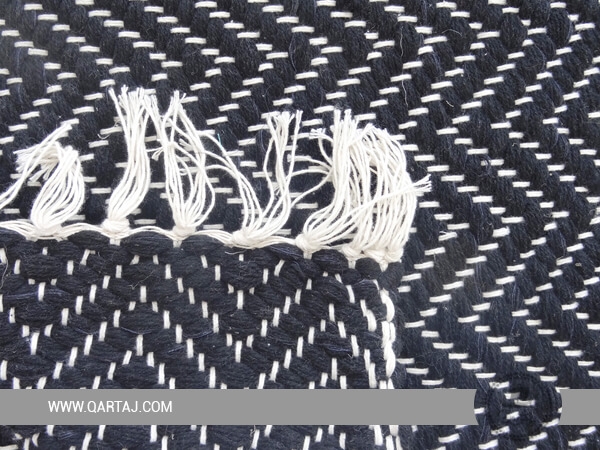 Black And White Carpet Made By Kerkenniens, Handmade Tunisian Rug
