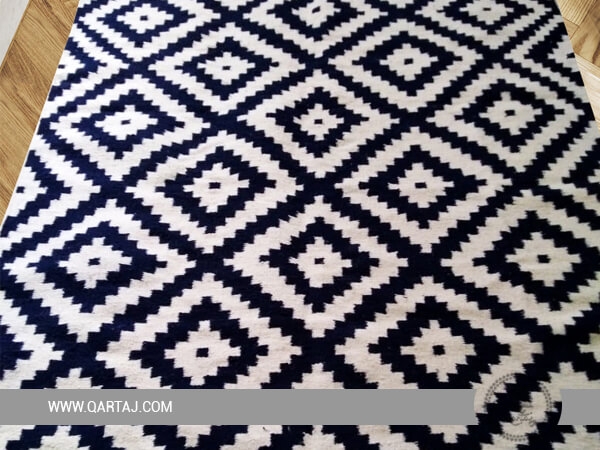 Black & White Rug,Tunisian Handicrafts, 100% Handmade, Tunisian Rug
