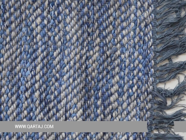 Blue And Grey Striped Carpet, Handmade Tunisian Rug
