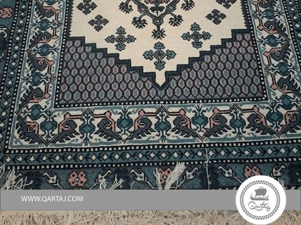 Handmade Blue Kairouan Carpet, Tunisian Carpet
