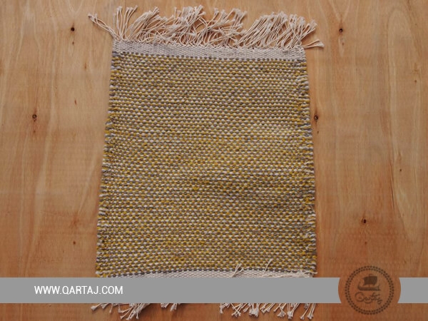 Brown And Yellow Sample Of Kesra Carpet, Handmade Tunisian Rug
