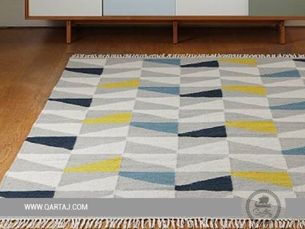 Colorful geometric pattern small carpet,
Handmade Tunisian Rug