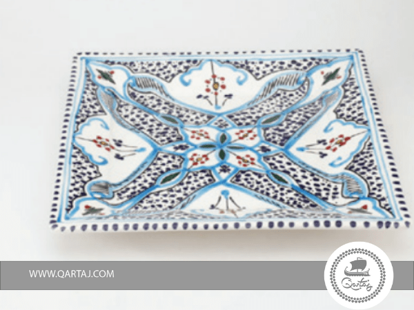 Handmade Decorated Rectangular Ceramic Dish

