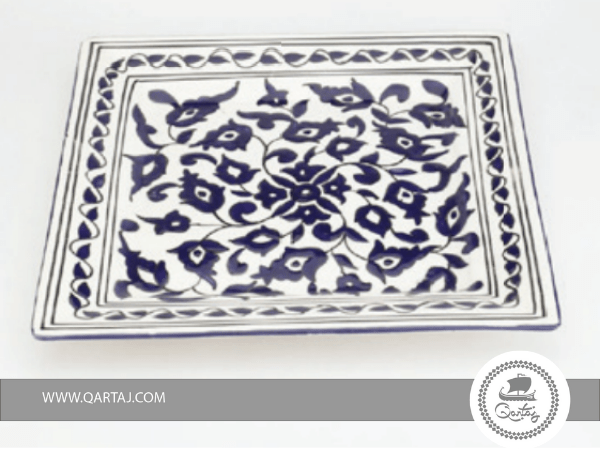 Handmade Floral Rectangular Ceramic Plate
