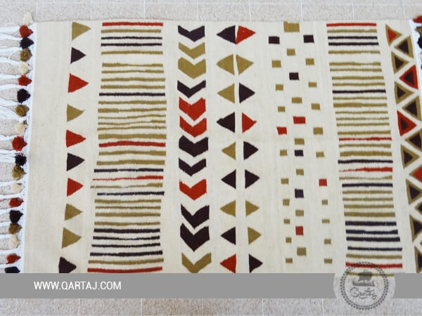 Handmade Multicolored Kilim,Geometric Patterns, Handmade Tunisian Rug
