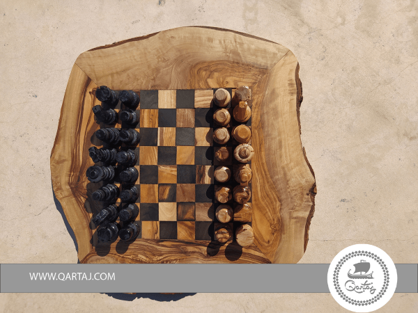 Handmade Olive Wood Rustic Chess Board