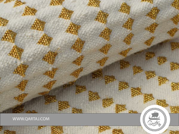 Rug White Golden Small Diamond, Tunisian Handmade Rug
