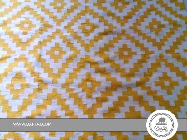 Yellow & White Waves Rug, Tunisian Carpet, Handmade Tunisian Rug

