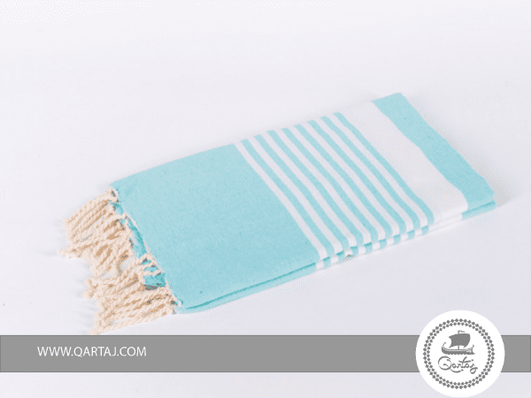  Handmade Fouta Arthur, Blue Fouta with white stripes