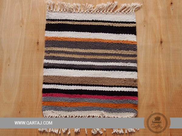 Handwoven Striped Kesra Sample, Handmade Artisanal, Handmade Tunisian Rug
