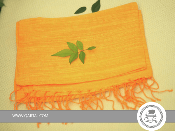 Linen Green, Orange, Yellow scarves with embroidery Handmade 