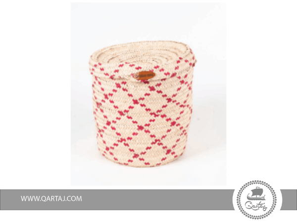 natural-handmade-Storage-basket-with-red-lines 