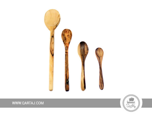 Olive Wood Organic Spoon Set Of Four Different Sizes
