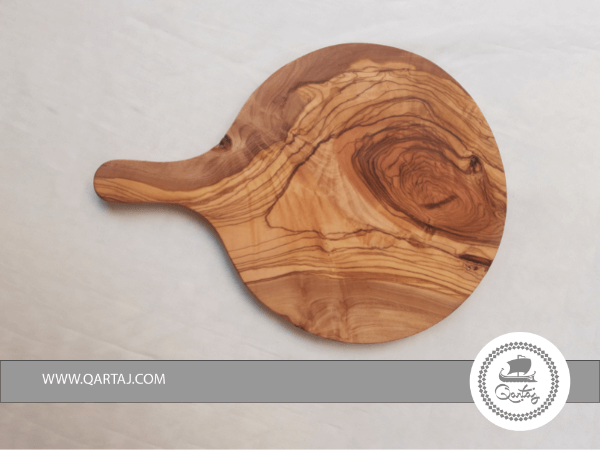 Olive Wood Round Board With Handle 