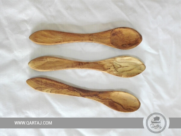 Olive Wood Small Flat Spoons Set Of Three 20 Cm / 7.87"
