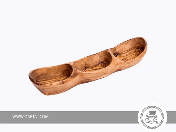 Olive Wood Tray With 3 Pockets
