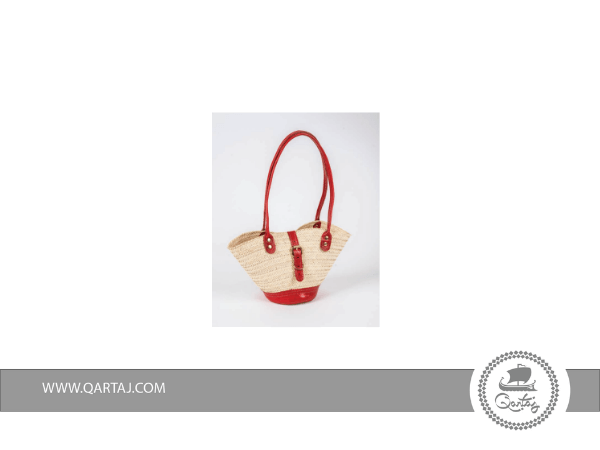 Palm-fiber-Artisanal-leather-tunisian-bag-with-red-design