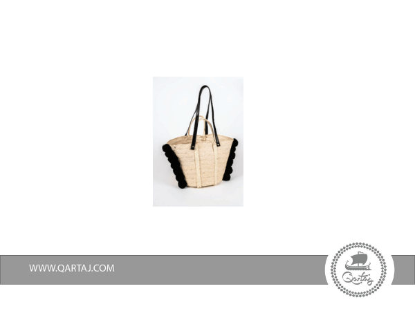 Palm-fiber-Artisanal-tunisian-bag-with-black-design