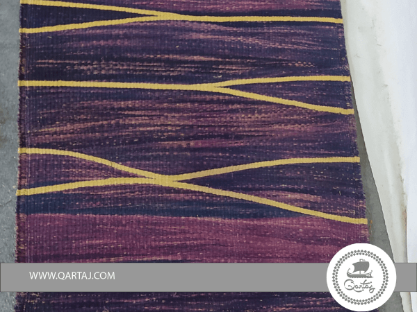 Purple Halfa Rug with Golden Stripes