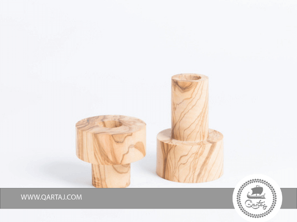 Candle Holder, Olive Wood made in Tunisia 