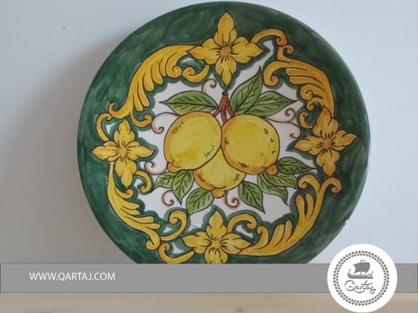 green plate-kitchen deco-handmade in tunisia