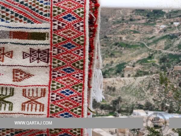 Handmade Multicolor on White Berber Pattern Rug