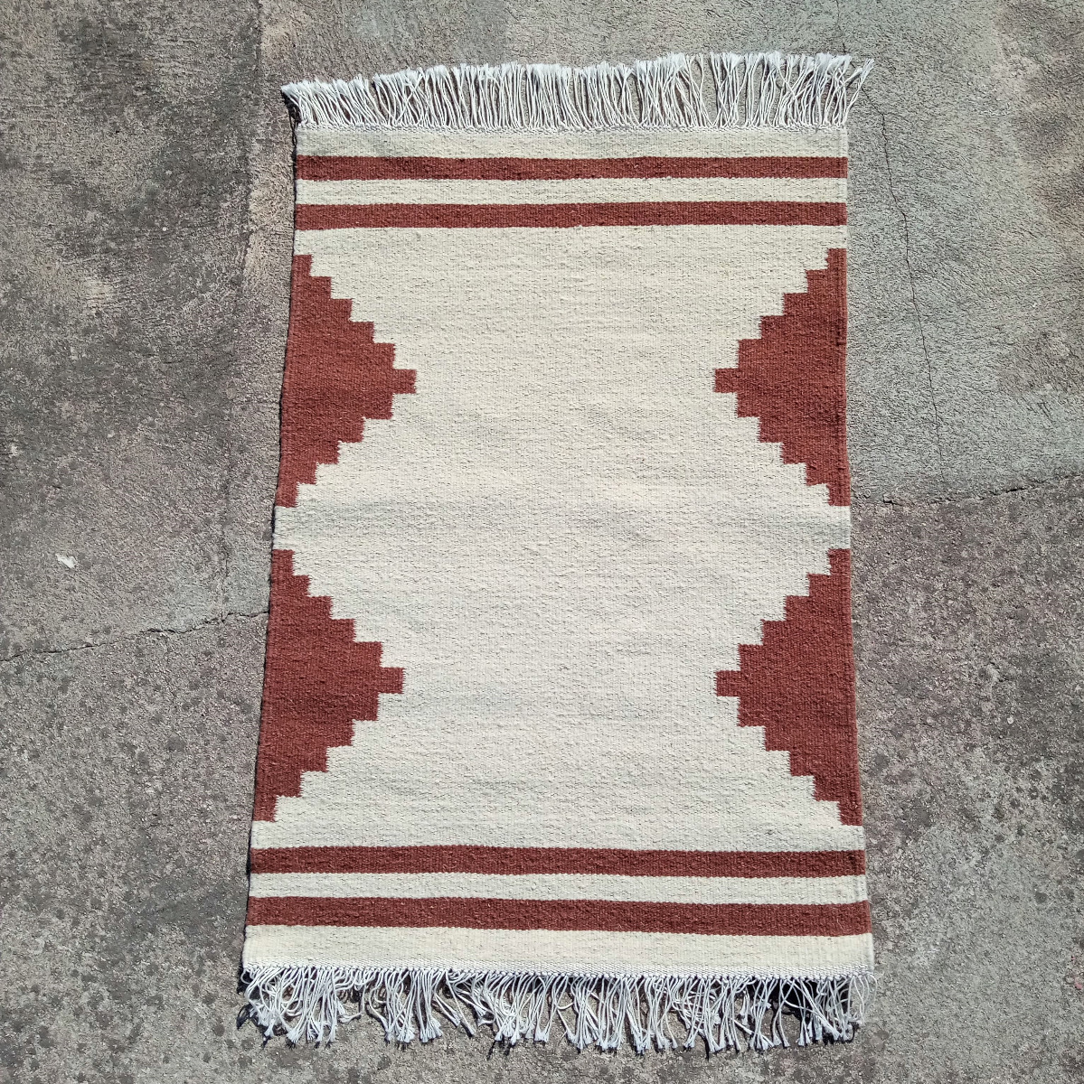 qartaj small kilim rug amazigh geometric warm brown white