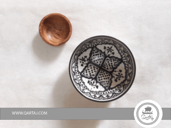 Set Of Ceramics Handmade and Olive Wood Bowl