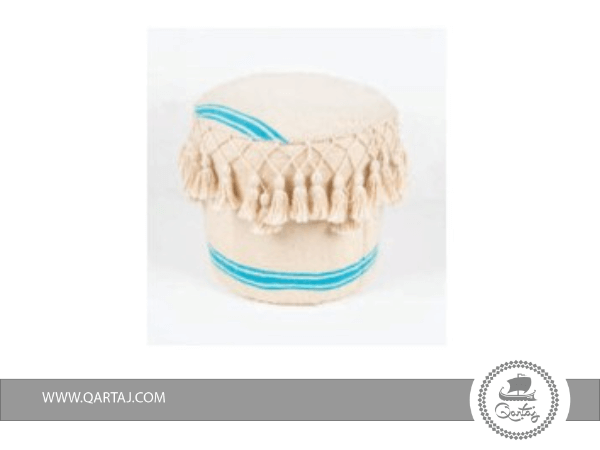 Small-beige-Pouf-with-turquoise-line