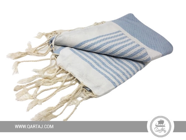 Striped Blue & White Fouta Towel, Fair Trade
