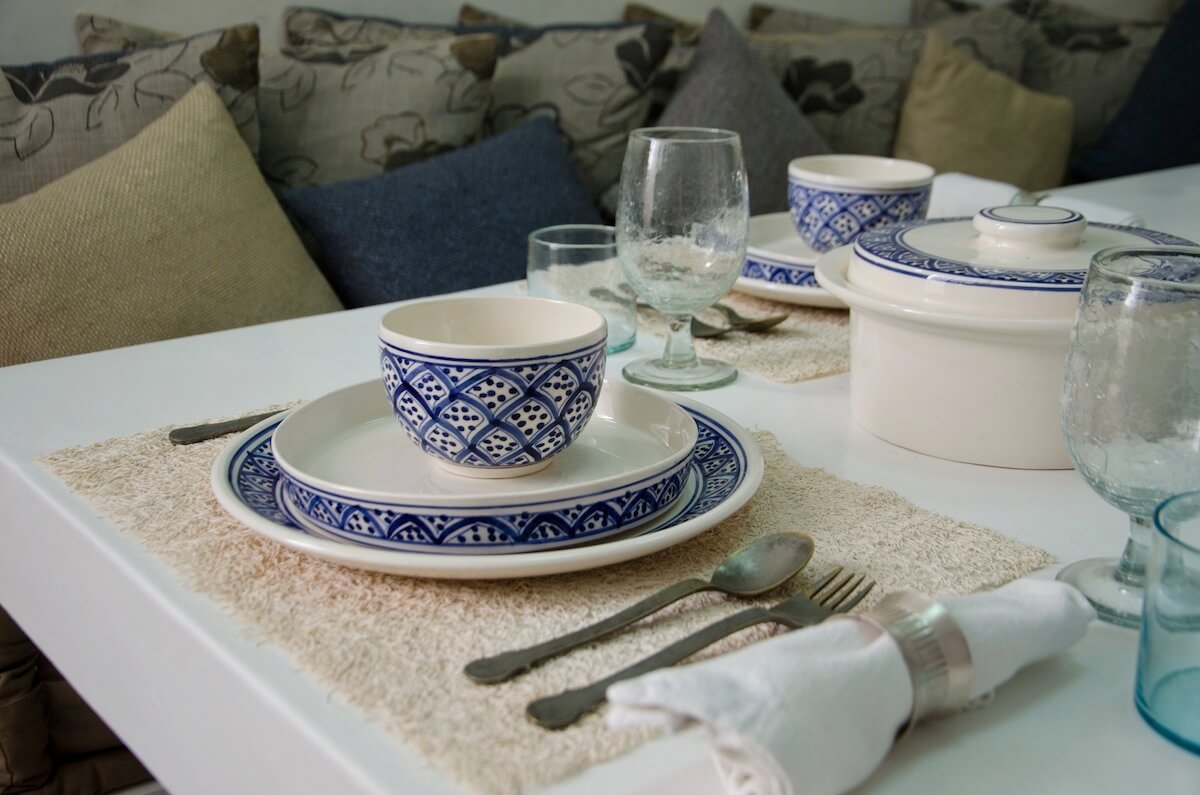 tableware ceramic azouz blue Tunisia Qartaj 